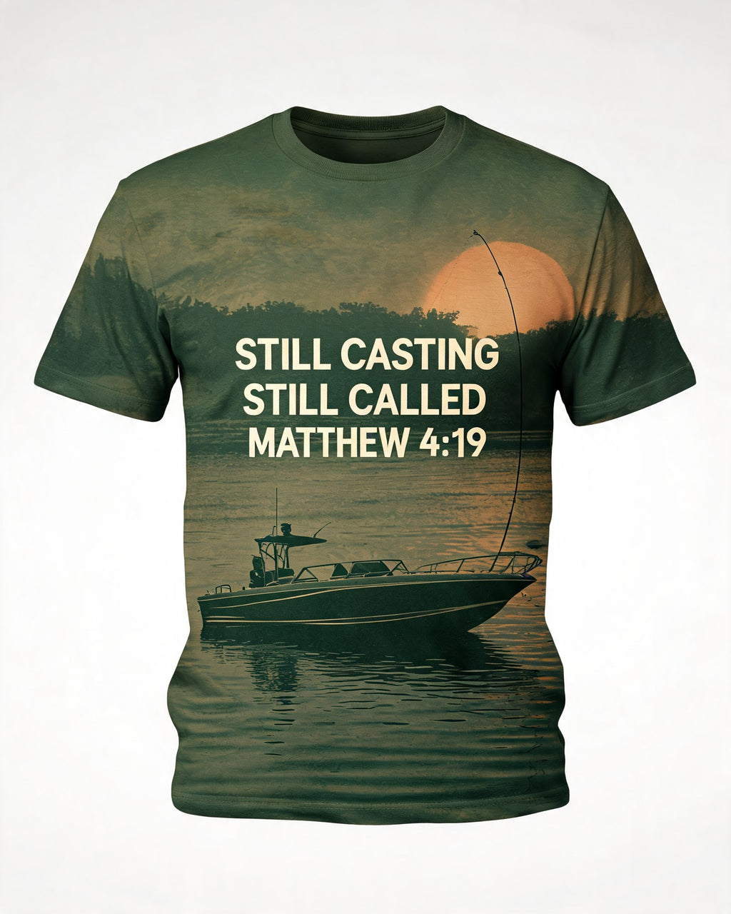 Christian Fishing Shirts For Men - Still Casting, Still Called Short-sleeve AOP T-shirt