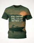 Christian Fishing Shirts For Men - Still Casting, Still Called Short-sleeve AOP T-shirt