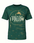 Christian Shirt Green - Where He Leads I Follow Short-sleeve AOP T-shirt