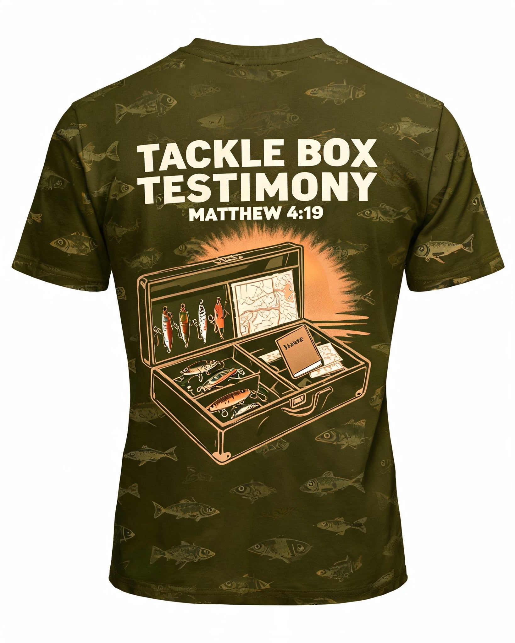 Christian Gift Shop Near Me - Tackle Box Testimony Short-sleeve AOP T-shirt
