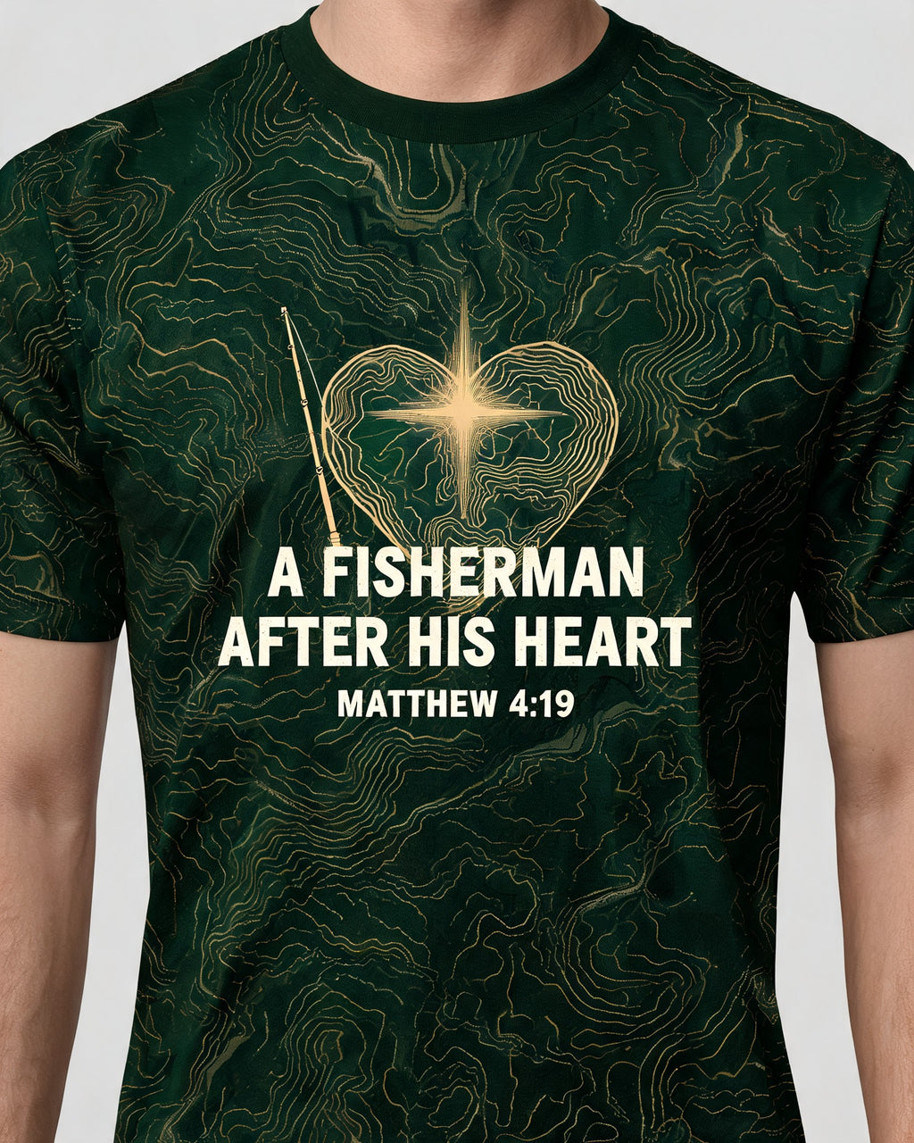 Mens Christian Shirts God Is Good - A Fisherman After His Heart Short-sleeve AOP T-shirt