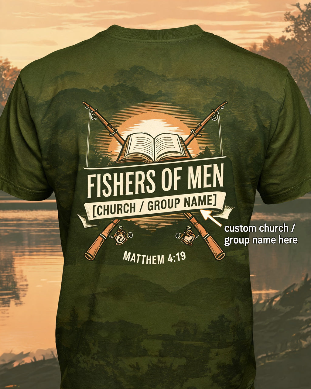Christian Shirt Bundle - Custom Church Fishing Crew Short-sleeve AOP T-shirt