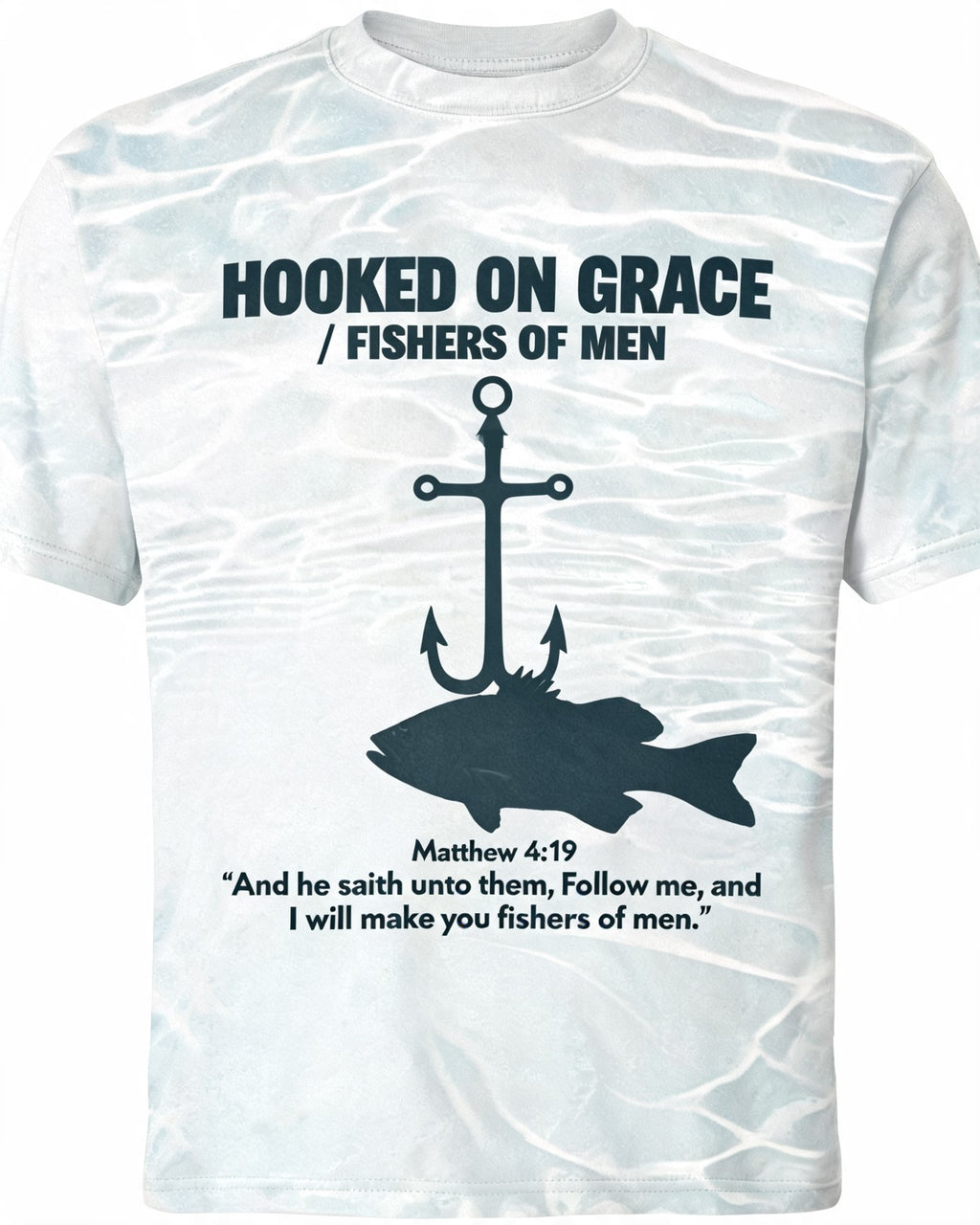 Christian Shirt Green - Hooked On Grace Faith Fishing Short Sleeve AOP T-shirt