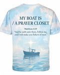 Christian Shirts For Men Near Me - My Boat Is A Prayer Closet Faith Fishing Short Sleeve AOP T-shirt