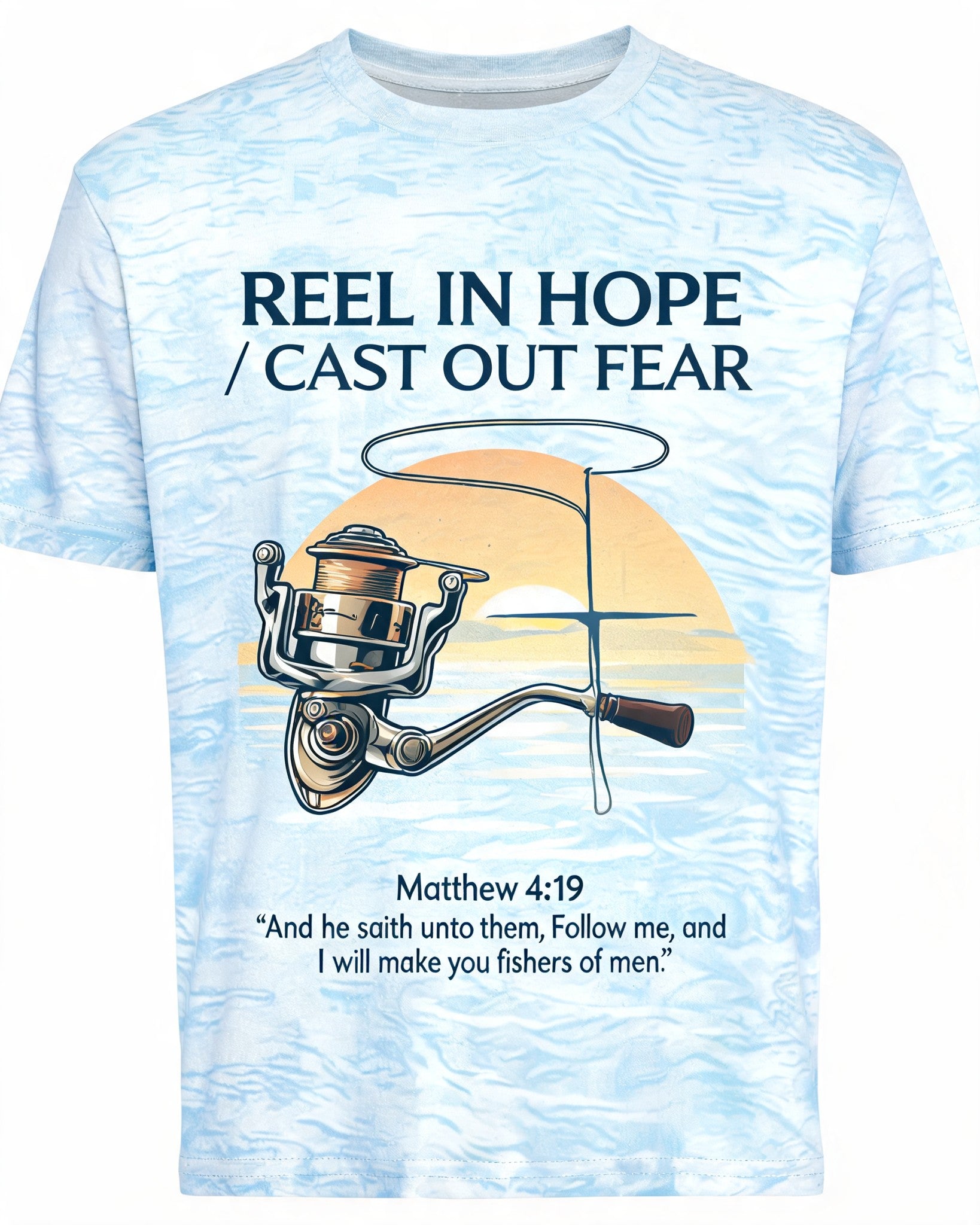 Christian Shirt Brown - Reel In Hope Faith Fishing Short Sleeve AOP T-shirt