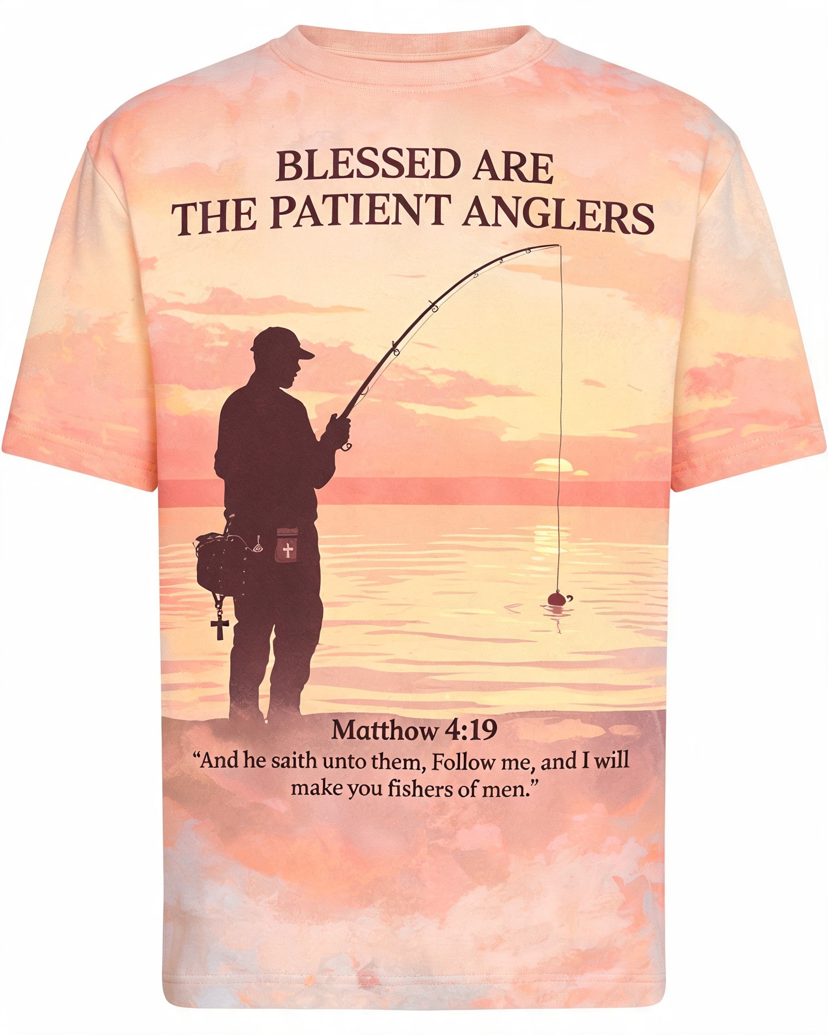 Christian Fishing Shirt Gift - Blessed Are The Patient Anglers Faith Fishing Short Sleeve AOP T-shirt