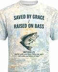 Christian Shirt Boys - Saved By Grace Raised On Bass Faith Fishing Short Sleeve AOP T-shirt