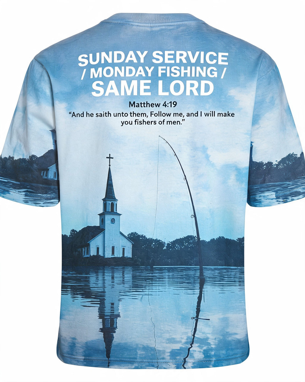 Christian Shirt Boys - Sunday Service Monday Fishing Faith Fishing Short Sleeve AOP T-shirt