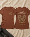 Jesus Shirts For Women Christian Gym AOP Shirt Strength Is Worship Ephesians 6:11 KJV