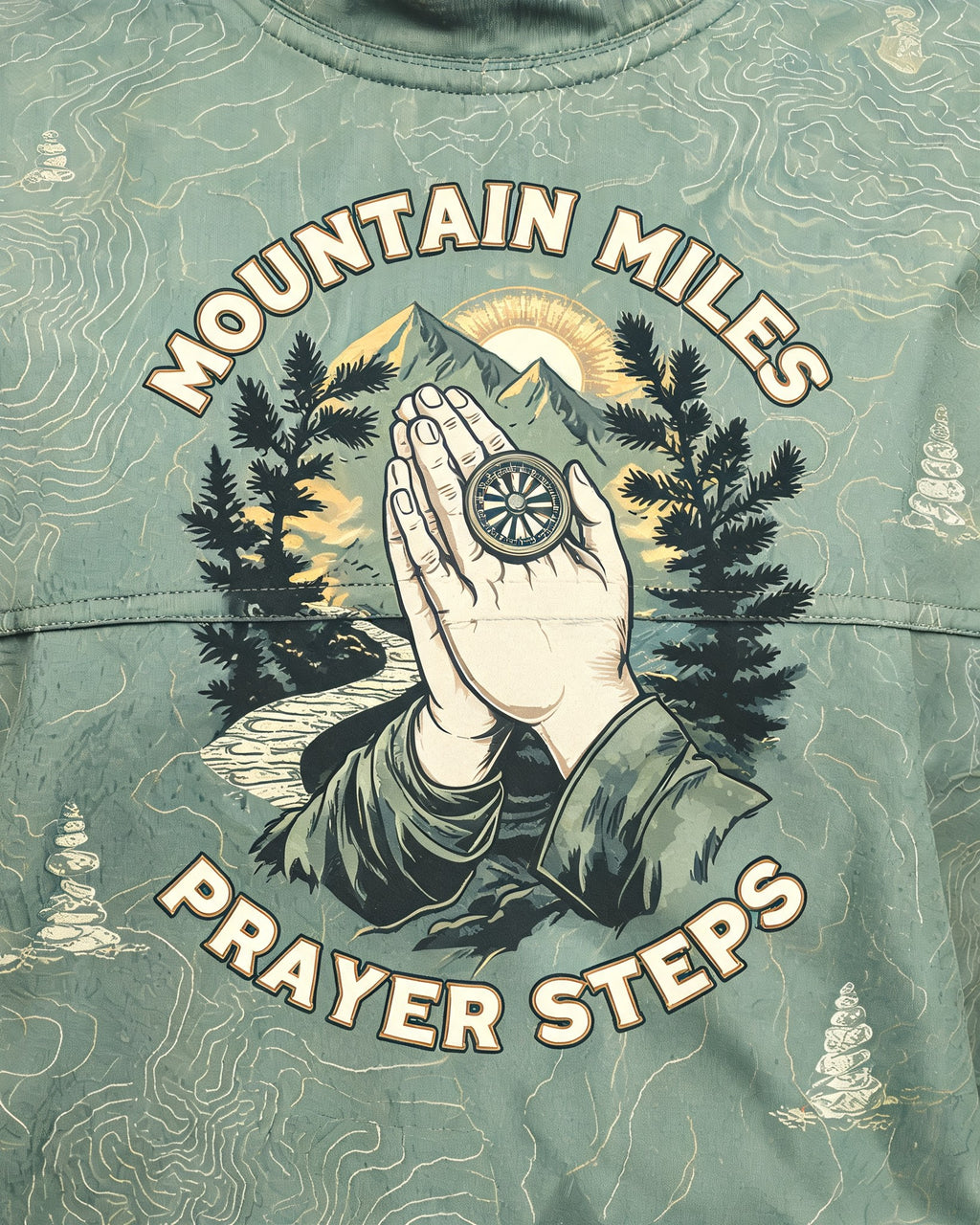 Christian Shirt Green Mountain Prayer Hiking AOP Tee