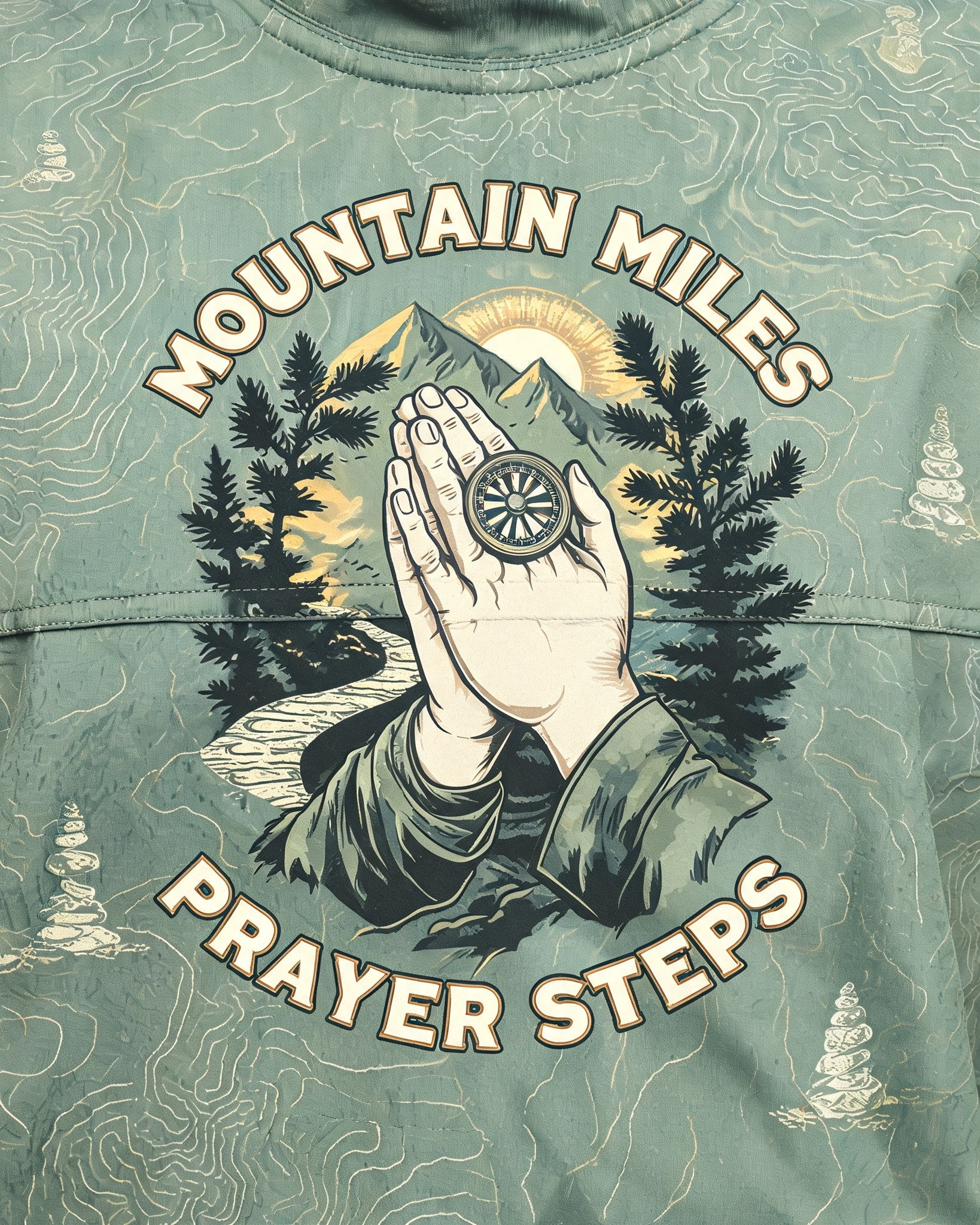 Christian Shirt Green Mountain Prayer Hiking AOP Tee