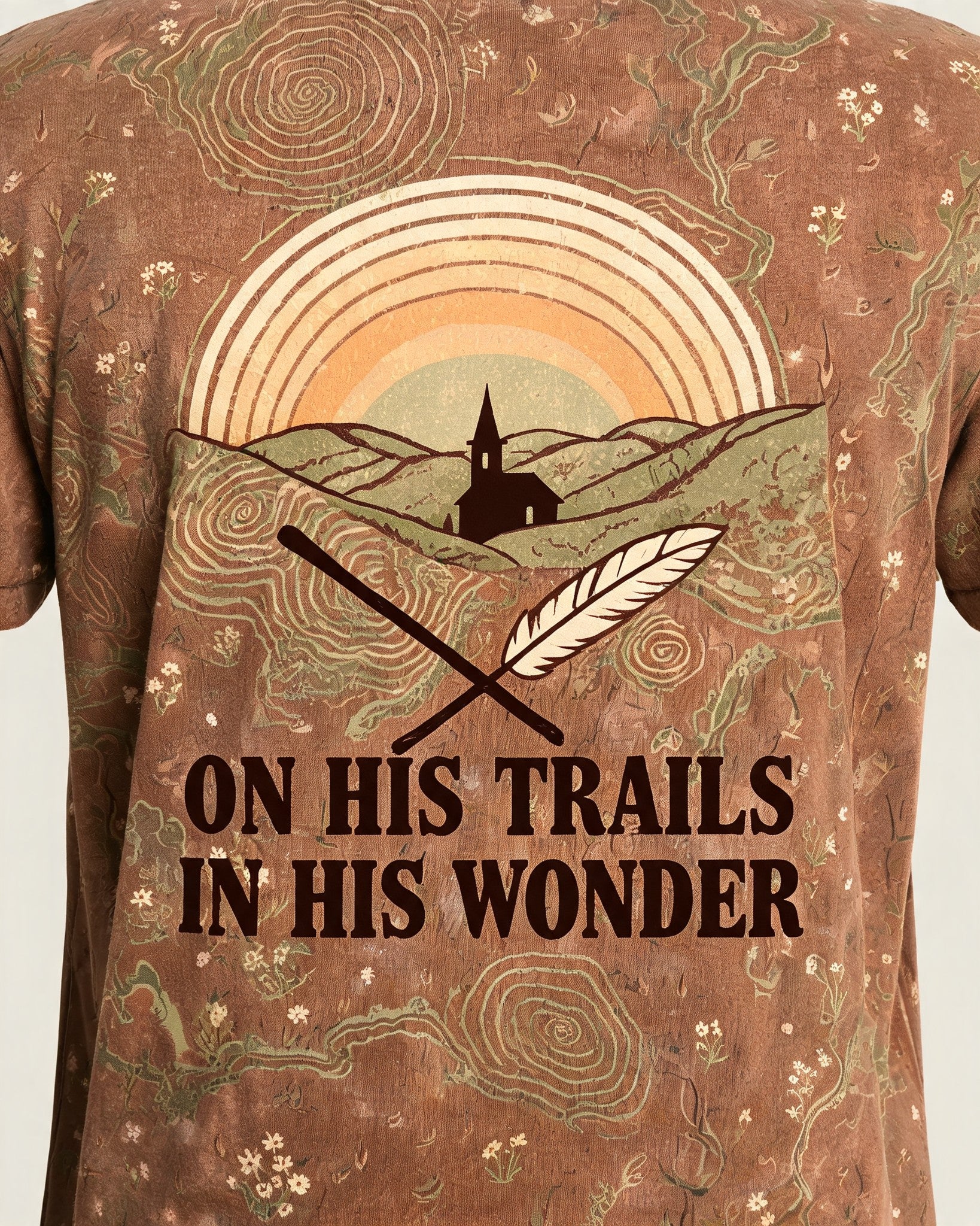 Vintage Christian Hiking Shirt On His Trails In His Wonder AOP Tee