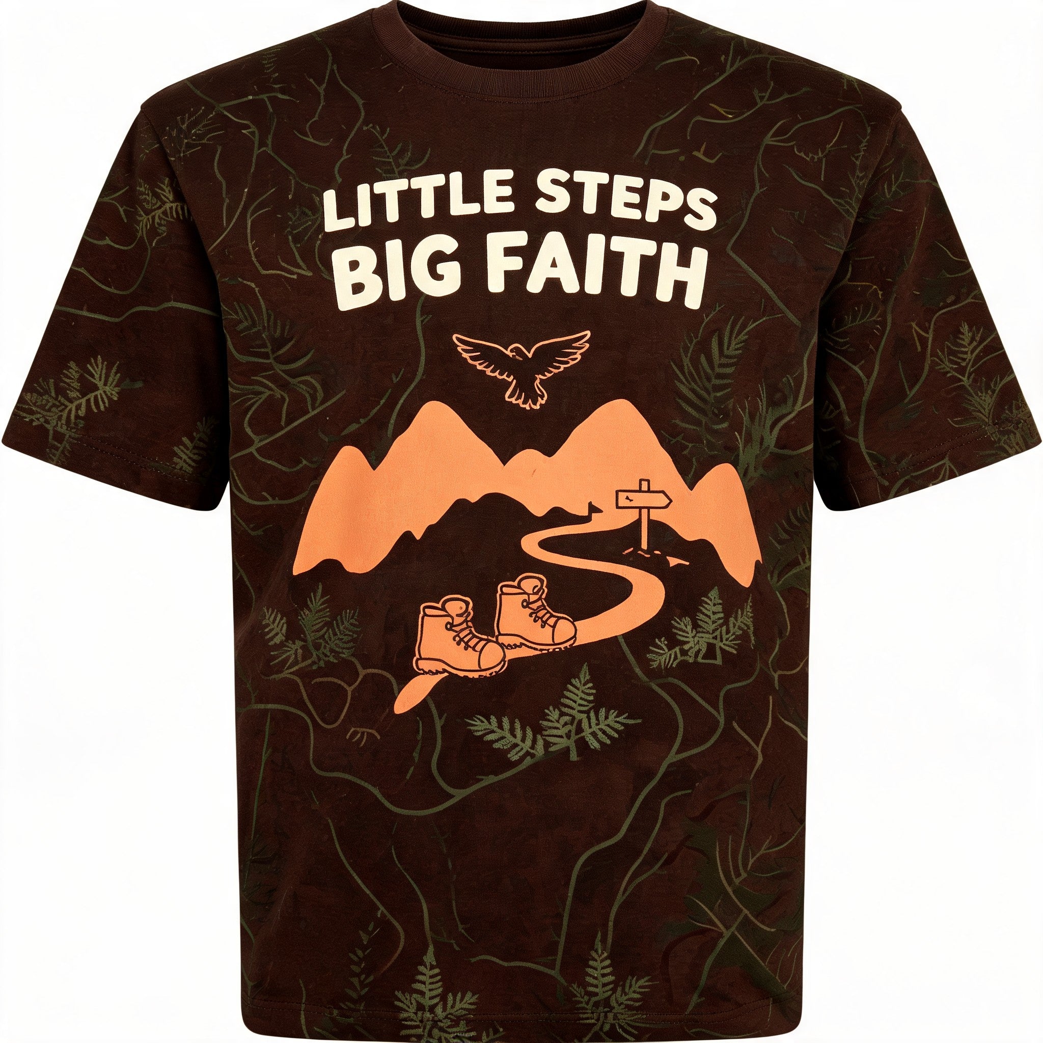 Christian Hiking Shirt For Kids Little Steps Big Faith AOP T-shirt