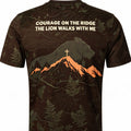 Christian Shirt Lion Courage On The Ridge Hiking AOP T-shirt