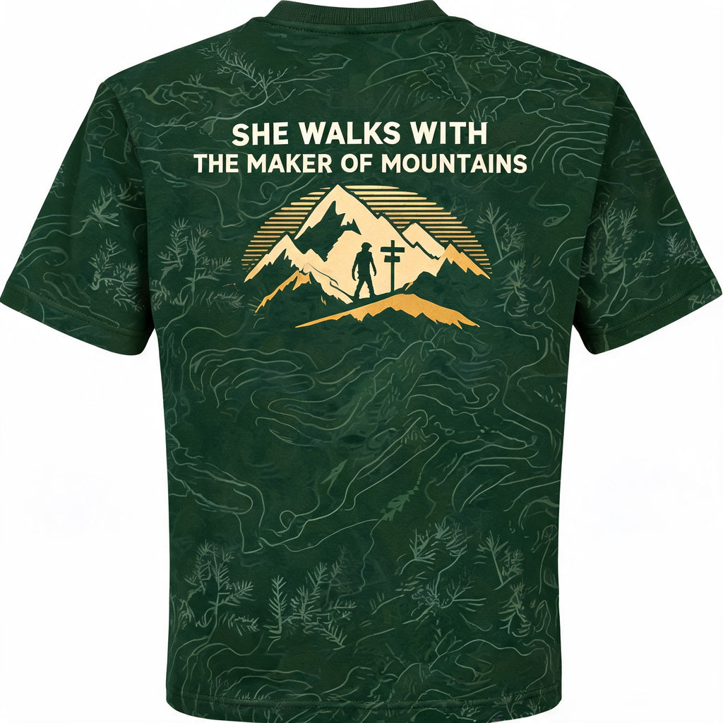Christian Shirts For Women Maker Of Mountains Hiking AOP T-shirt