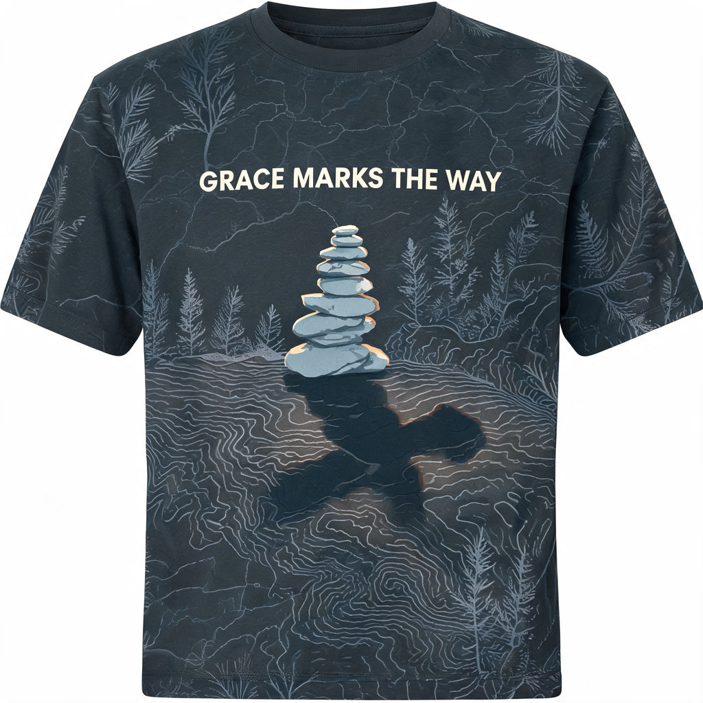 Christian Shirt Cross Grace Marks The Way Hiking AOP T-shirt