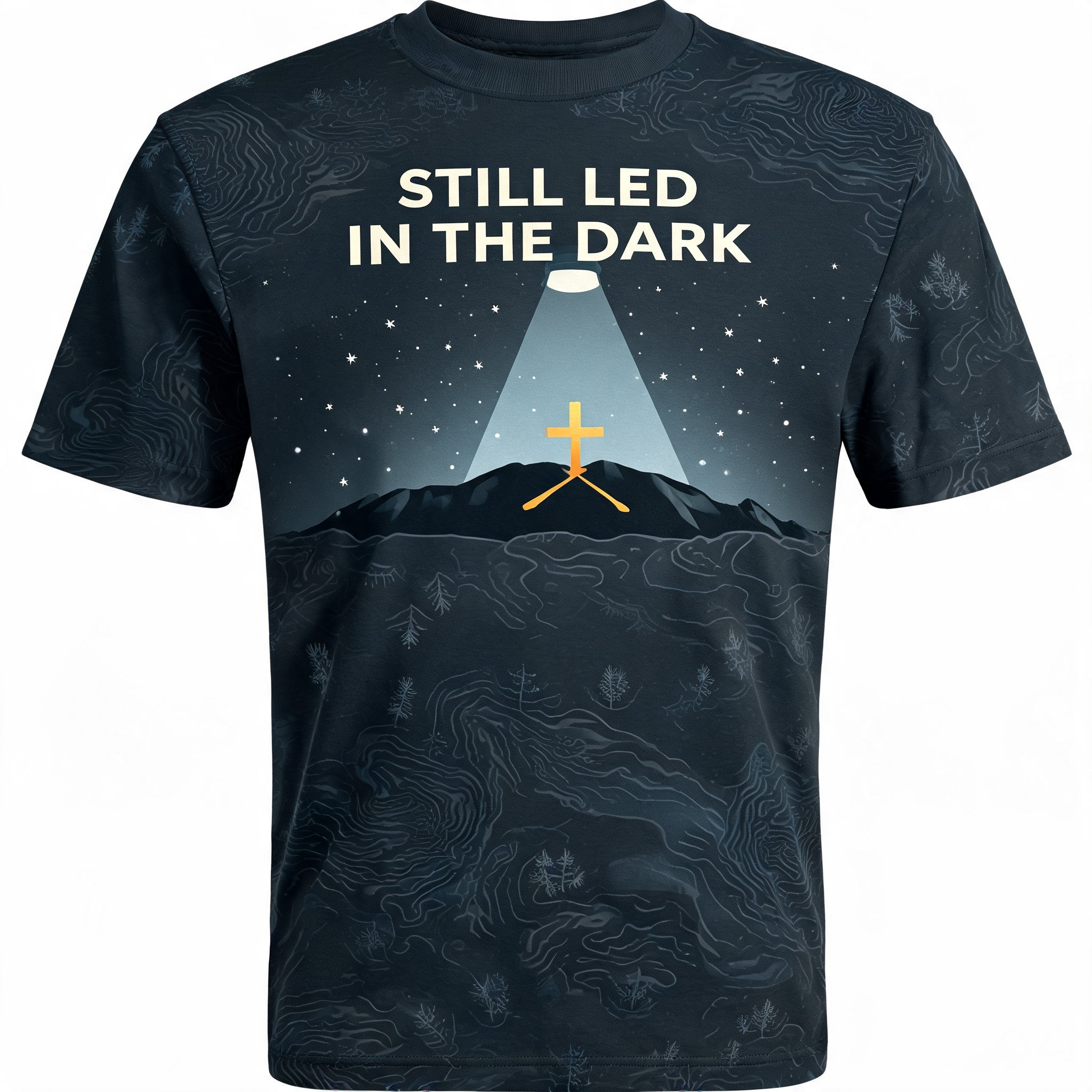 Christian Shirt Graphic Still Led In The Dark Hiking AOP T-shirt