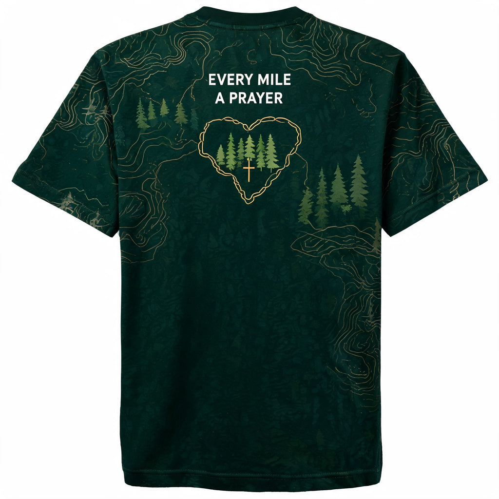 Christian Shirt Green Every Mile A Prayer Hiking AOP T-shirt