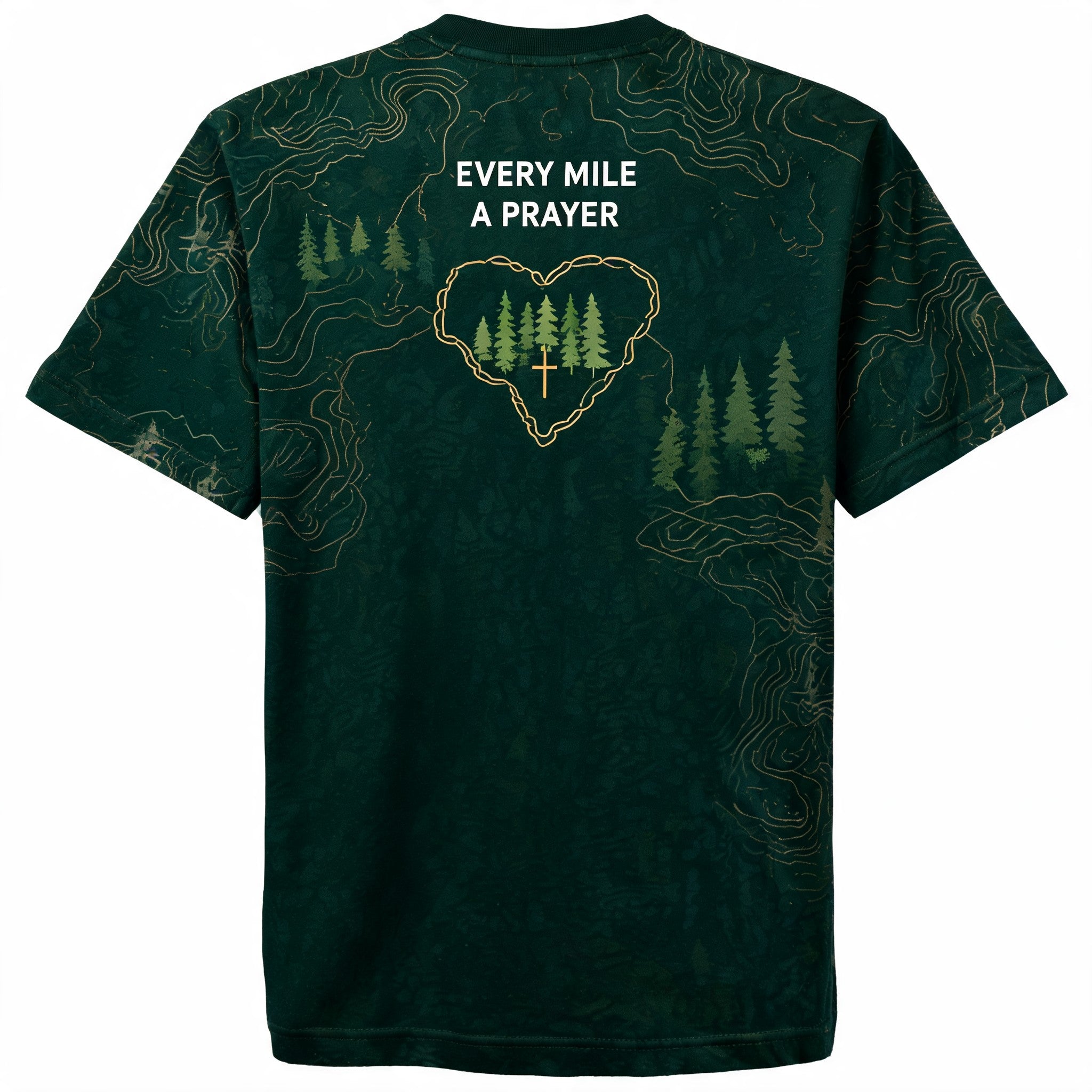 Christian Shirt Green Every Mile A Prayer Hiking AOP T-shirt