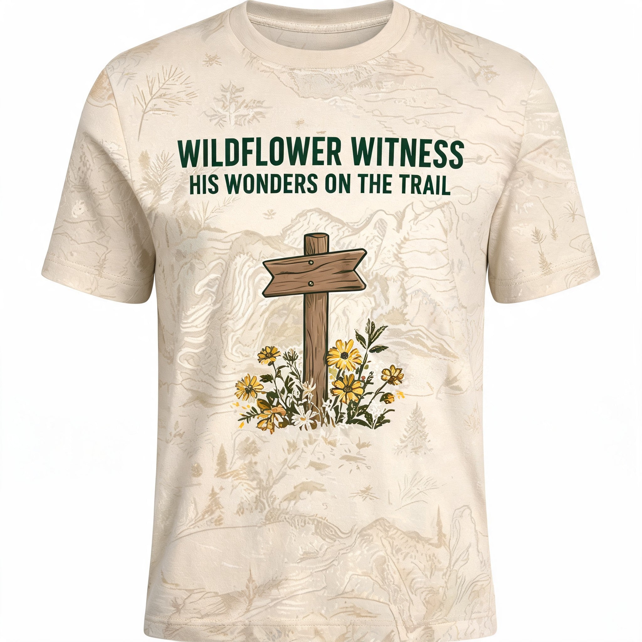 Cute Christian Shirts For Women Wildflower Witness Hiking AOP T-shirt