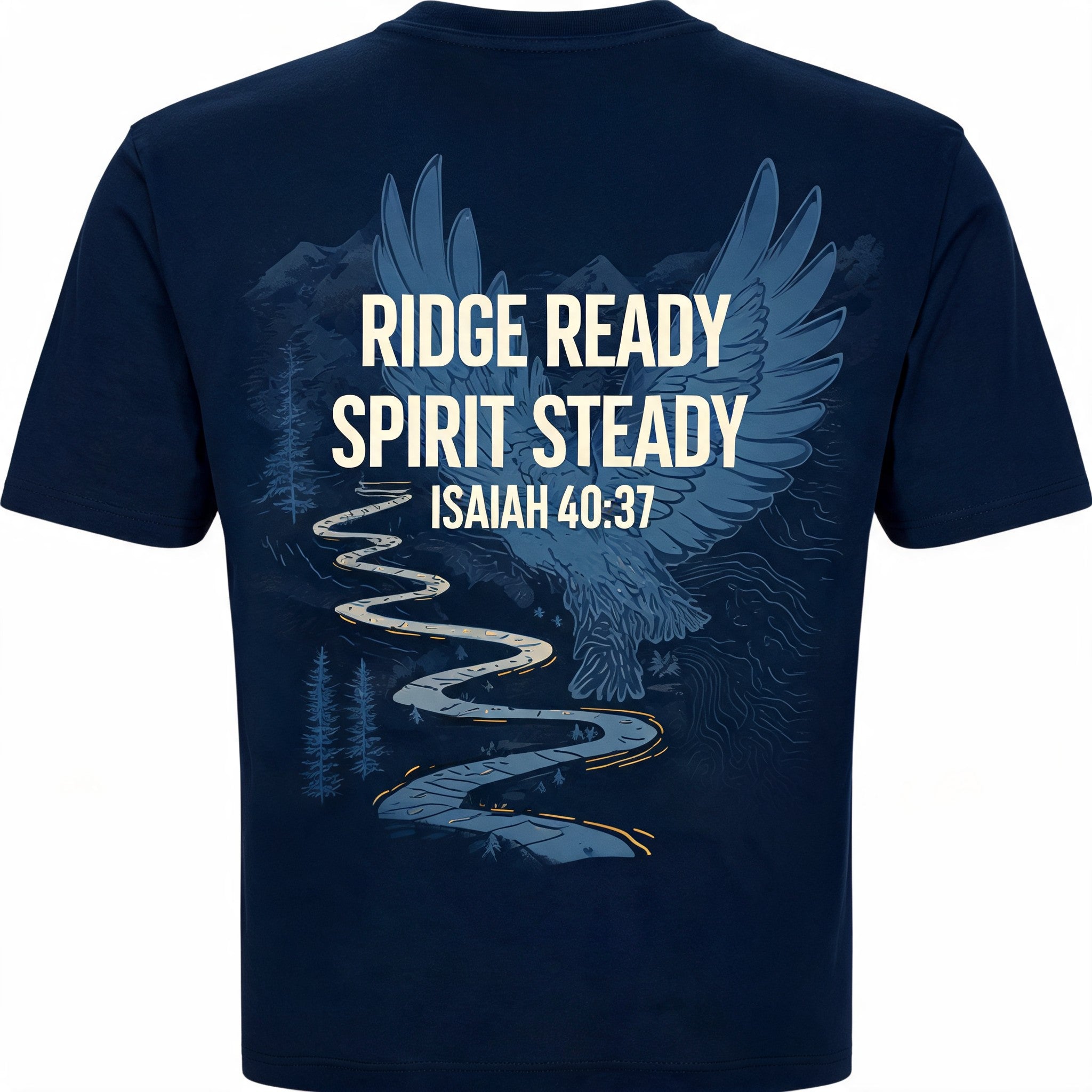 Mens Christian Hiking Shirt Ridge Ready Spirit Steady AOP T-shirt