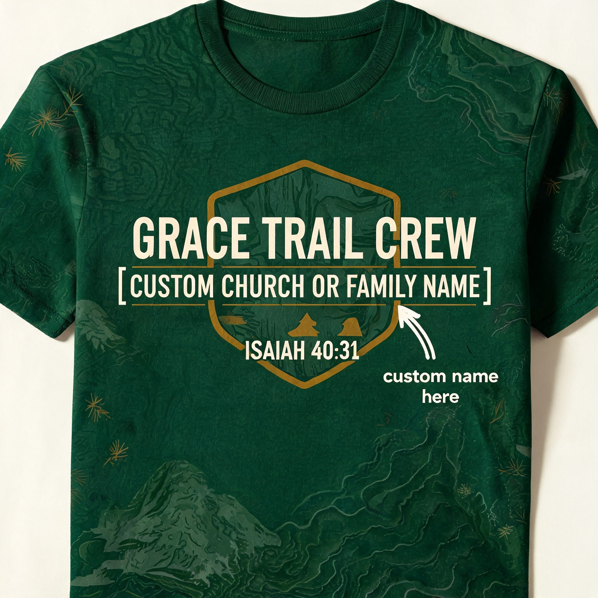 Custom Christian Hiking Shirt Grace Trail Crew AOP T-shirt