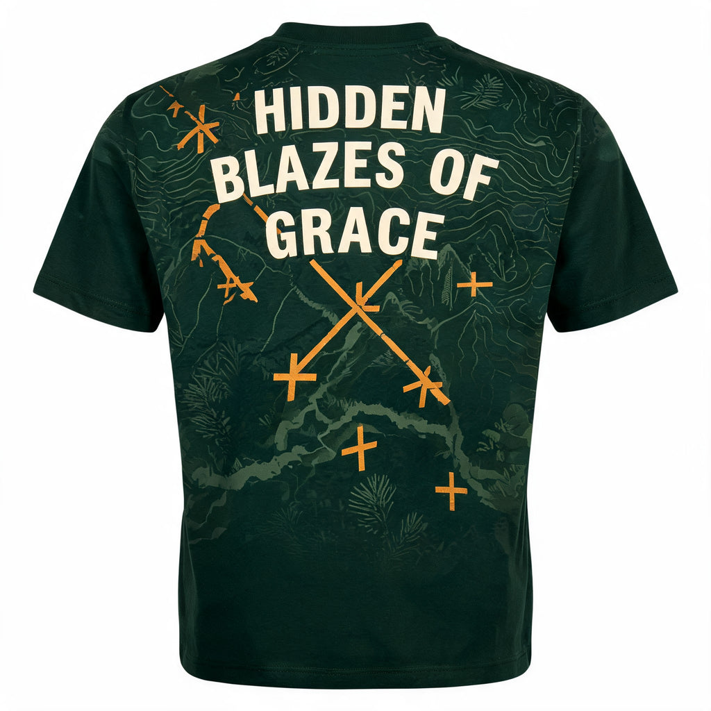 Christian Shirt Camo Hidden Blazes Of Grace Hiking AOP T-shirt