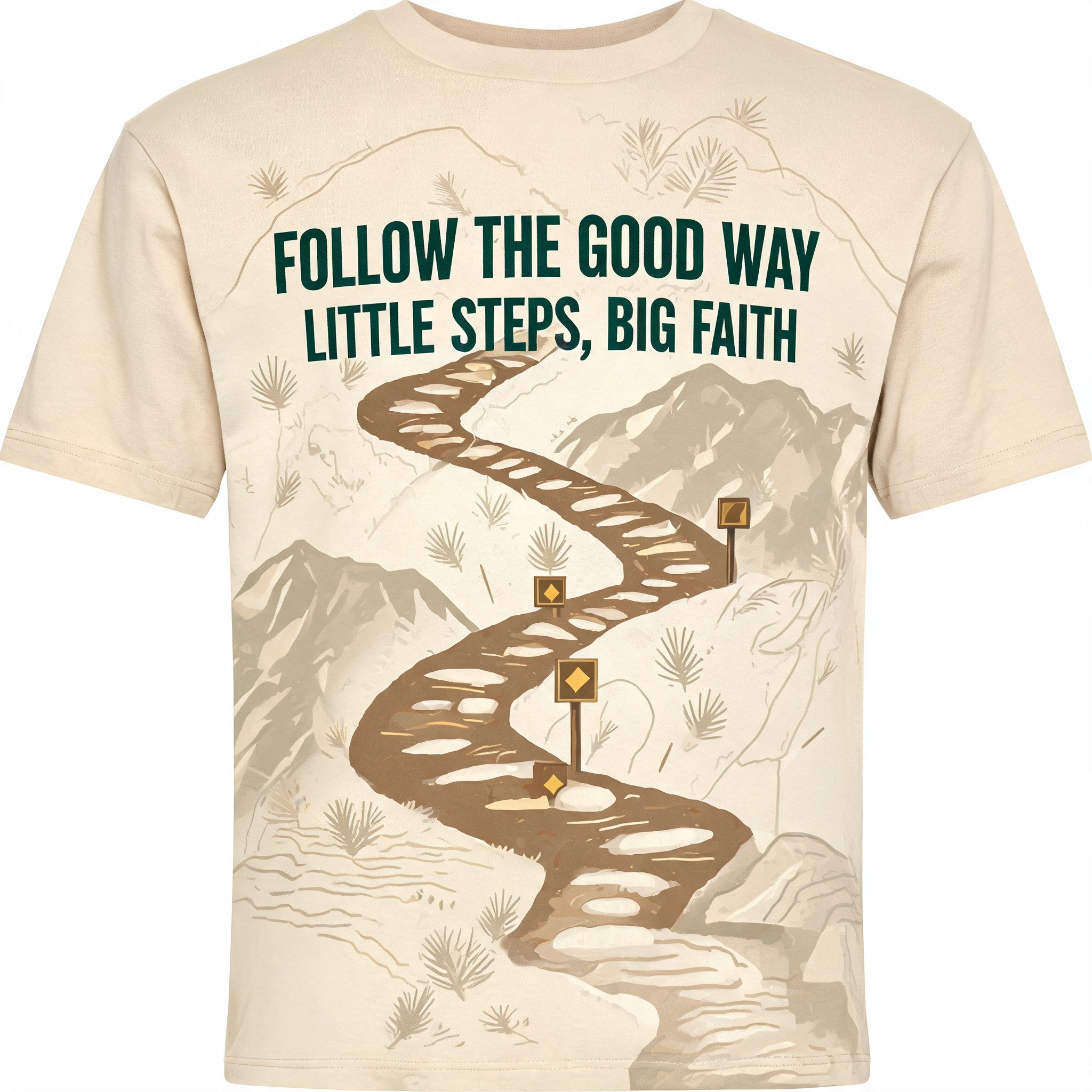Jesus Shirts For Kids Follow The Good Way Hiking AOP T-shirt