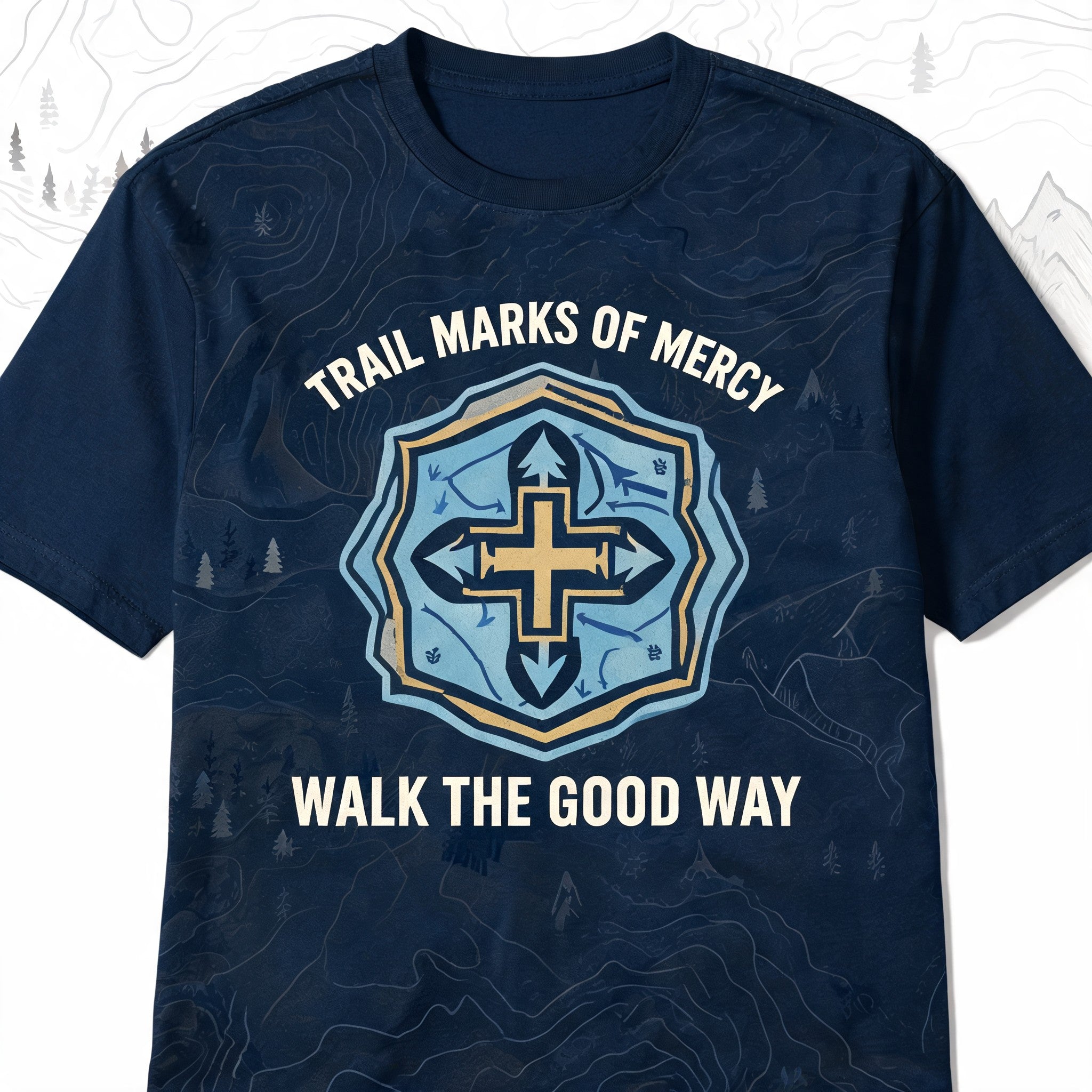 Christian Trail Shirt Trail Marks Of Mercy Hiking AOP T-shirt