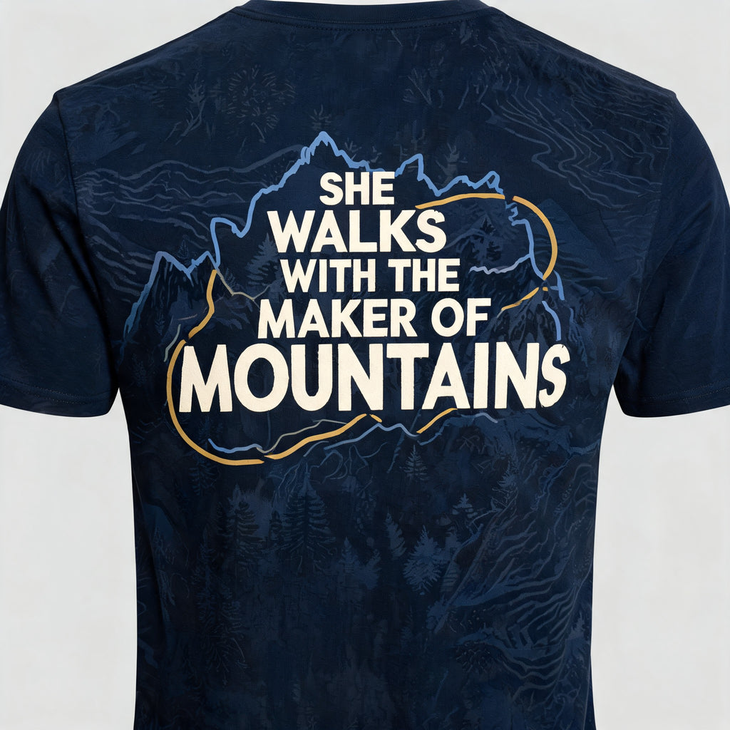 Christian Hiking Shirt Women Maker Of Mountains AOP T-shirt