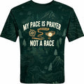 Mens Christian Shirts Funny My Pace Is Prayer Hiking AOP T-shirt