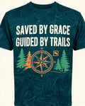Christian Shirt Green Saved By Grace Hiking AOP Tee