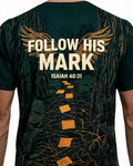Christian Shirt Minimalist Follow His Mark Hiking AOP Tee
