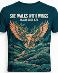 Christian Hiking Shirts For Women She Walks With Wings AOP Tee