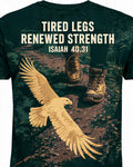 Christian Shirt Brown Tired Legs Renewed Strength Hiking Tee