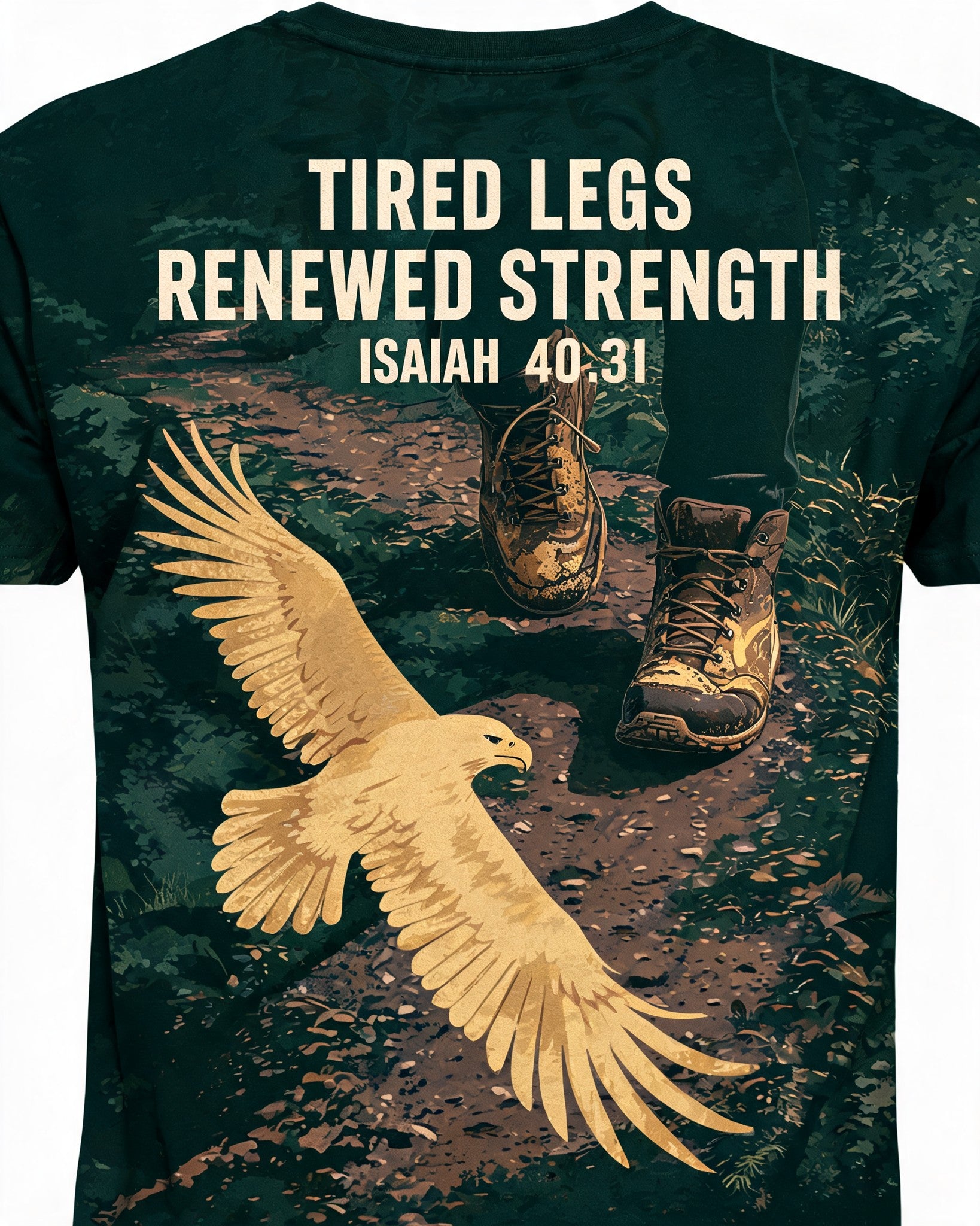 Christian Shirt Brown Tired Legs Renewed Strength Hiking Tee