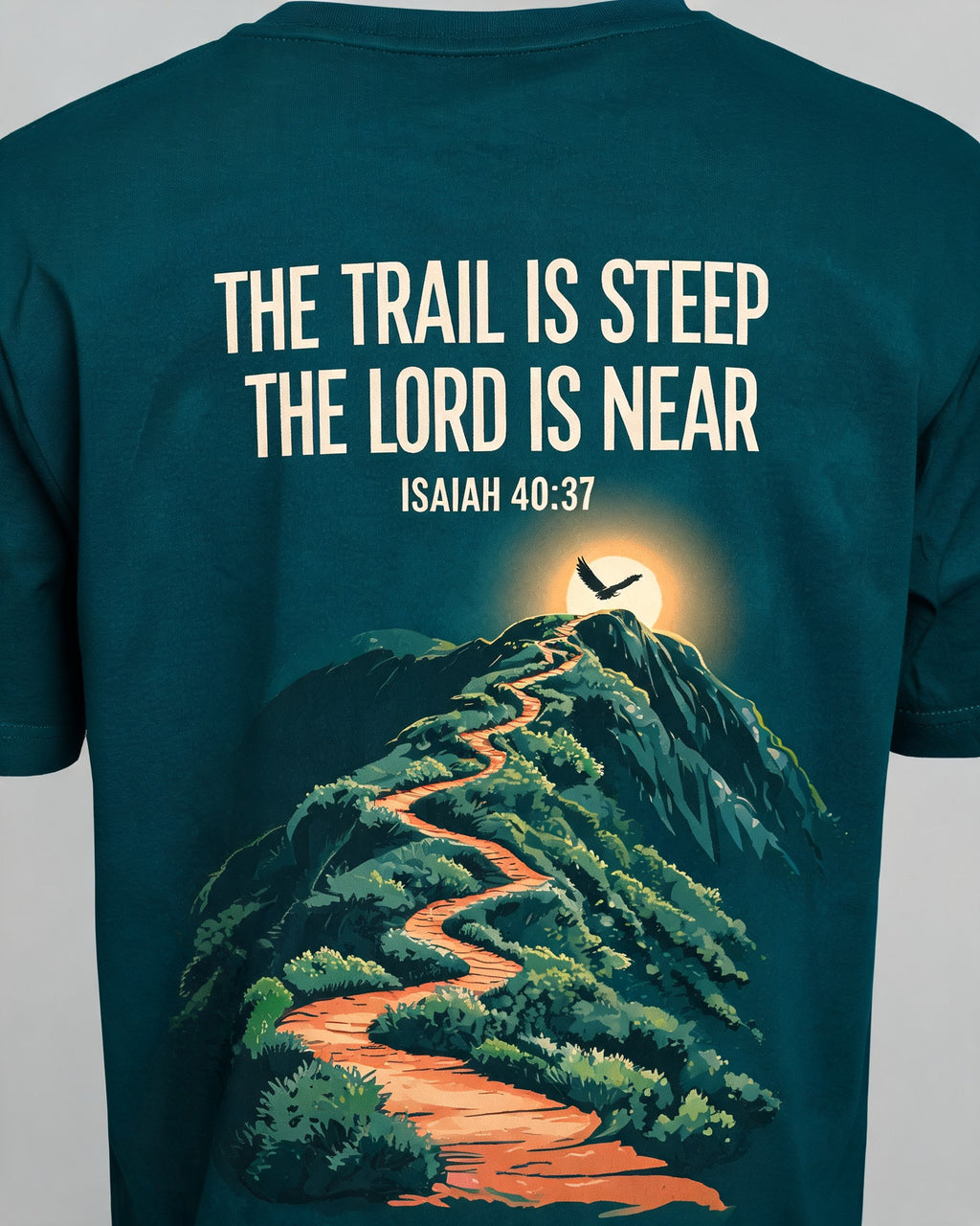 Christian Hiking Shirt Steep Trail The Lord Is Near AOP Tee