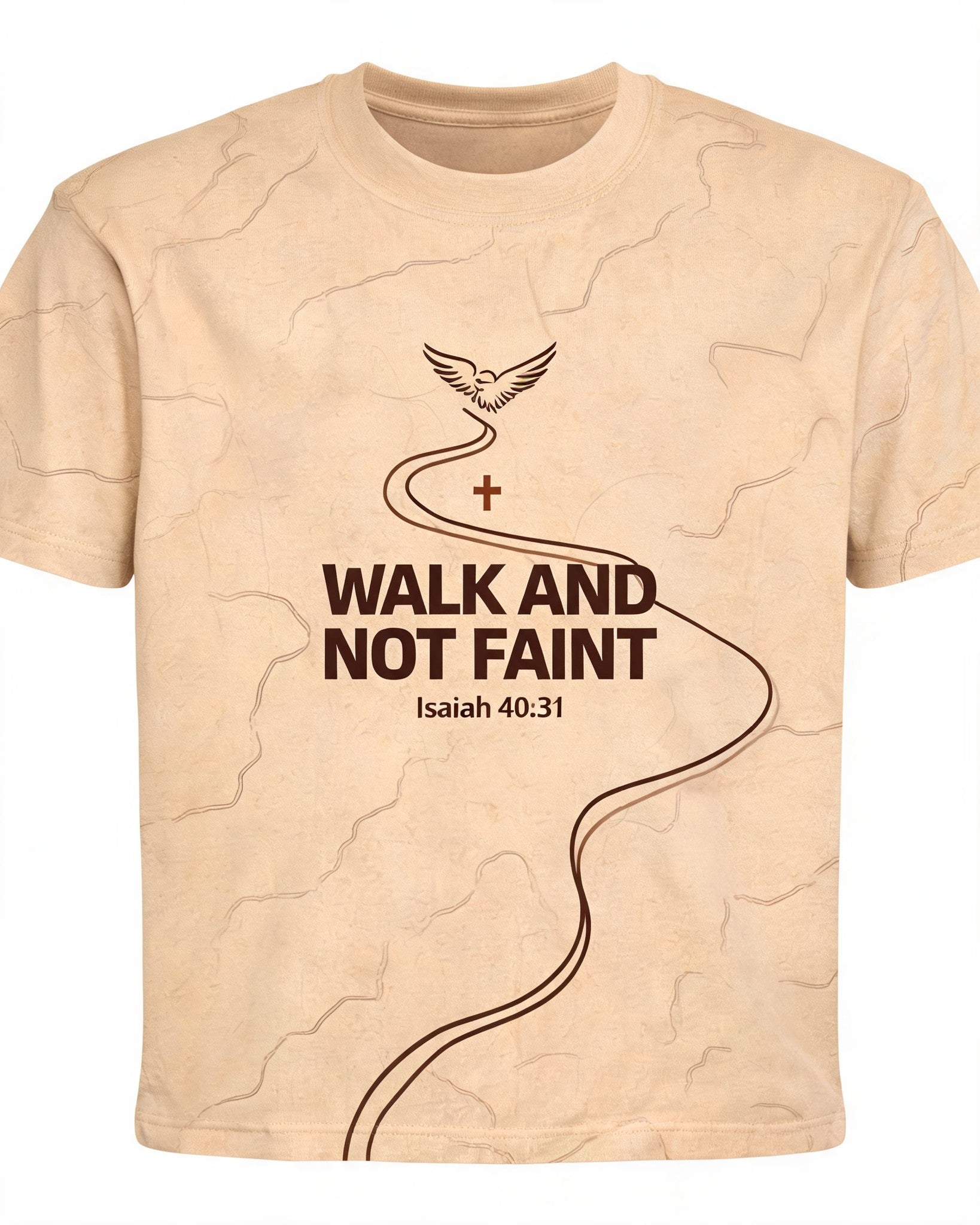Christian Shirt Minimalist - Walk And Not Faint Minimal Trail Isaiah 40:31 Short-sleeve AOP T-shirt