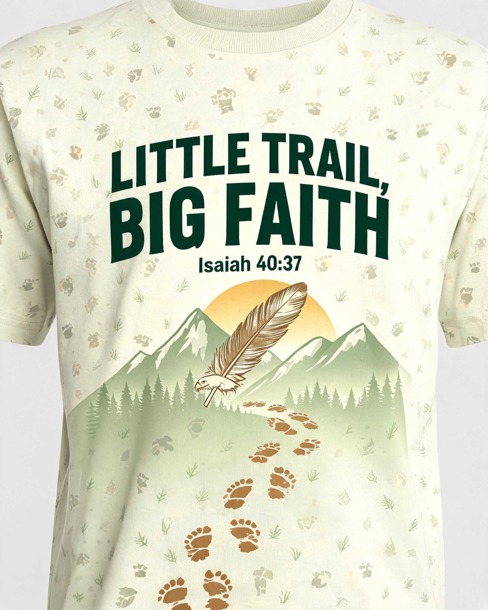 Christian Gifts For Kids - Little Trail Big Faith Isaiah 40:31 Youth Short-sleeve AOP T-shirt