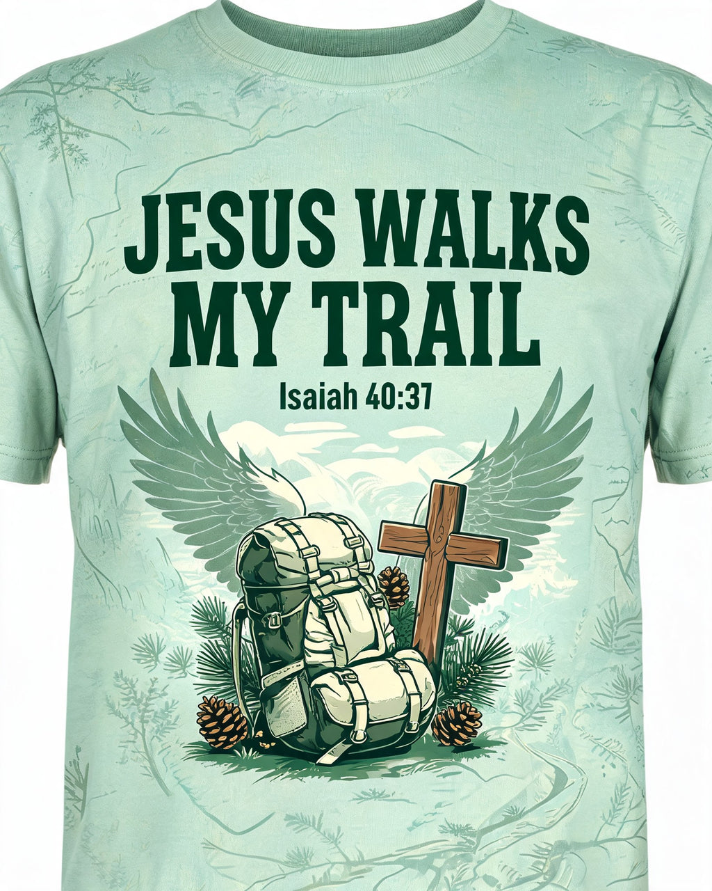 Jesus Shirts For Kids - Jesus Walks My Trail Isaiah 40:31 Short-sleeve AOP T-shirt