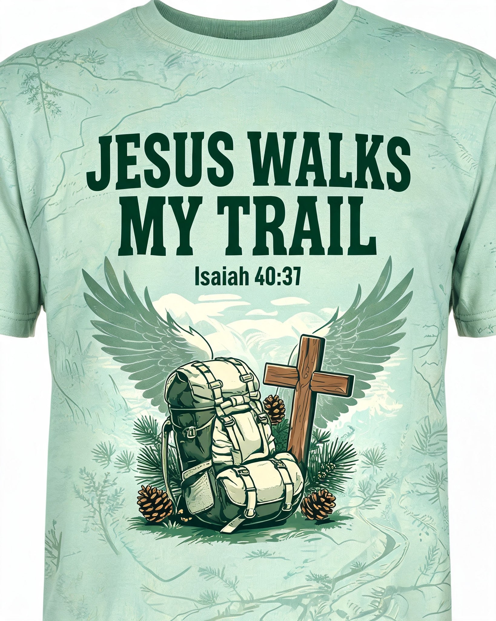 Jesus Shirts For Kids - Jesus Walks My Trail Isaiah 40:31 Short-sleeve AOP T-shirt