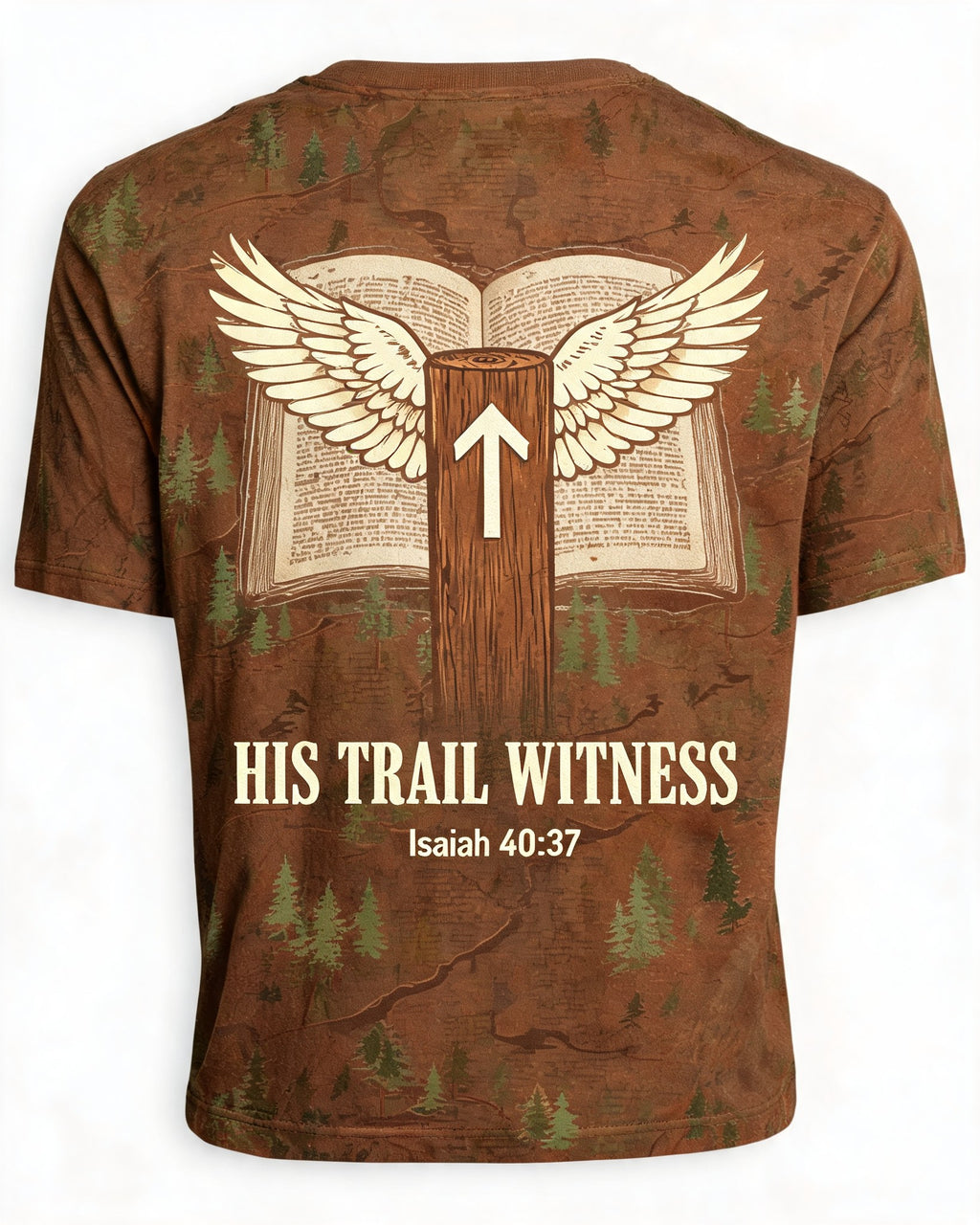 Mens Christian Hiking Shirt - His Trail Witness Isaiah 40:31 Short-sleeve AOP T-shirt