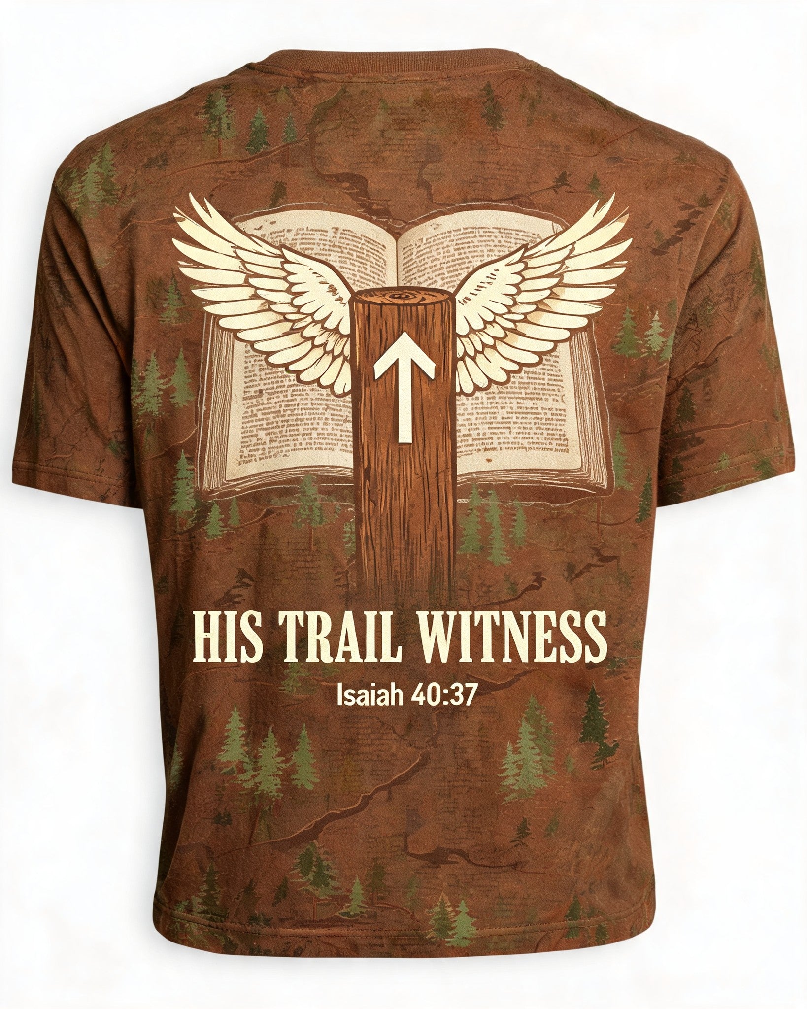 Mens Christian Hiking Shirt - His Trail Witness Isaiah 40:31 Short-sleeve AOP T-shirt