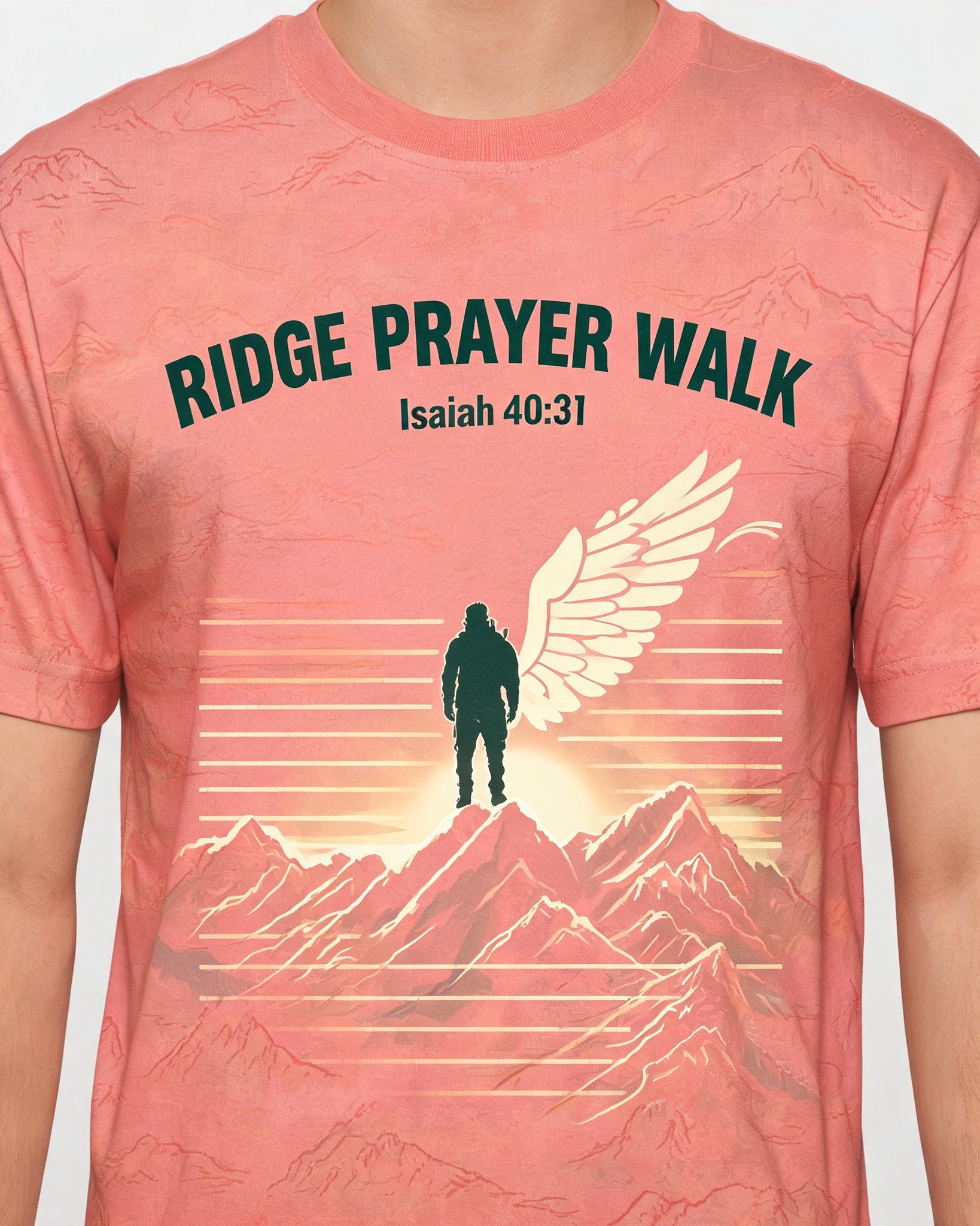 Christian Hiking Shirts For Women - Ridge Prayer Walk Isaiah 40:31 Short-sleeve AOP T-shirt