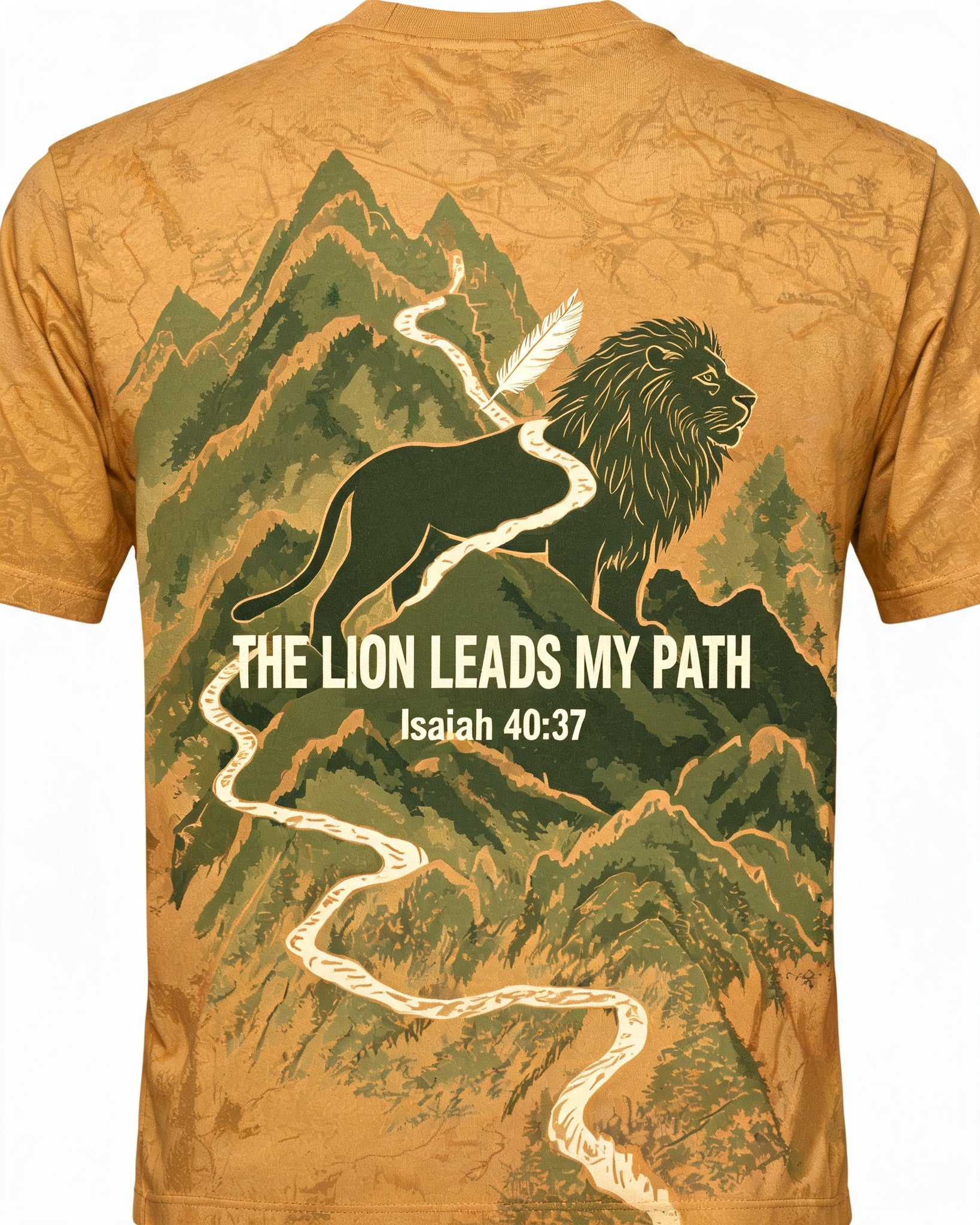 Christian Shirt Lion - Lion Path To The Mountain Isaiah 40:31 Short-sleeve AOP T-shirt