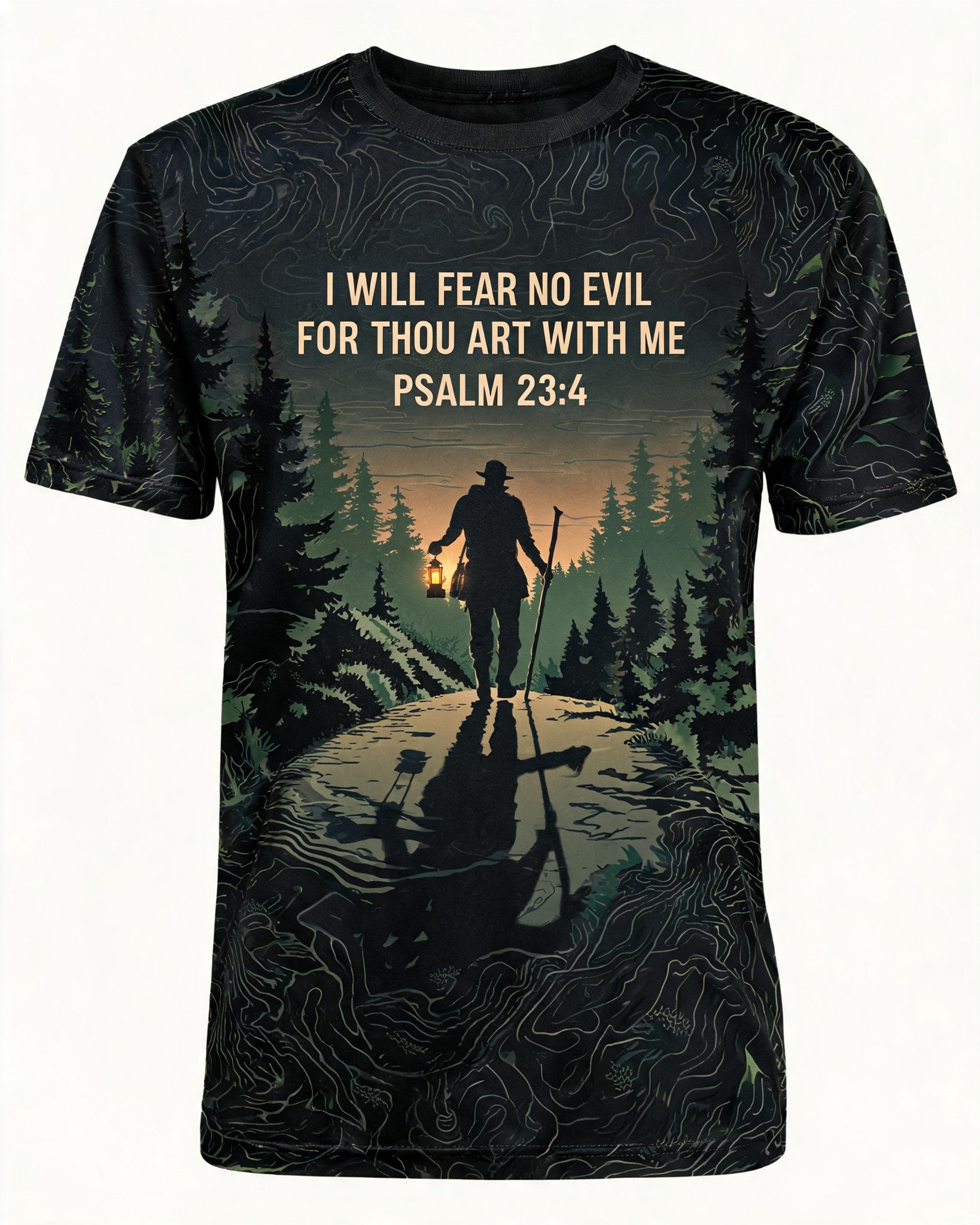 Christian Shirt Green I Will Fear No Evil Hunting AOP T-shirt