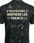 Christian Hunting Gift For Dad Son Church Men Field Blessed Shepherd Led AOP T-shirt