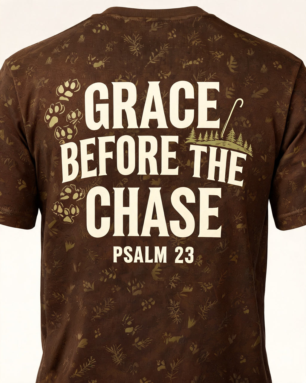 Mens Christian Shirts Funny Grace Before The Chase Hunting AOP T-shirt