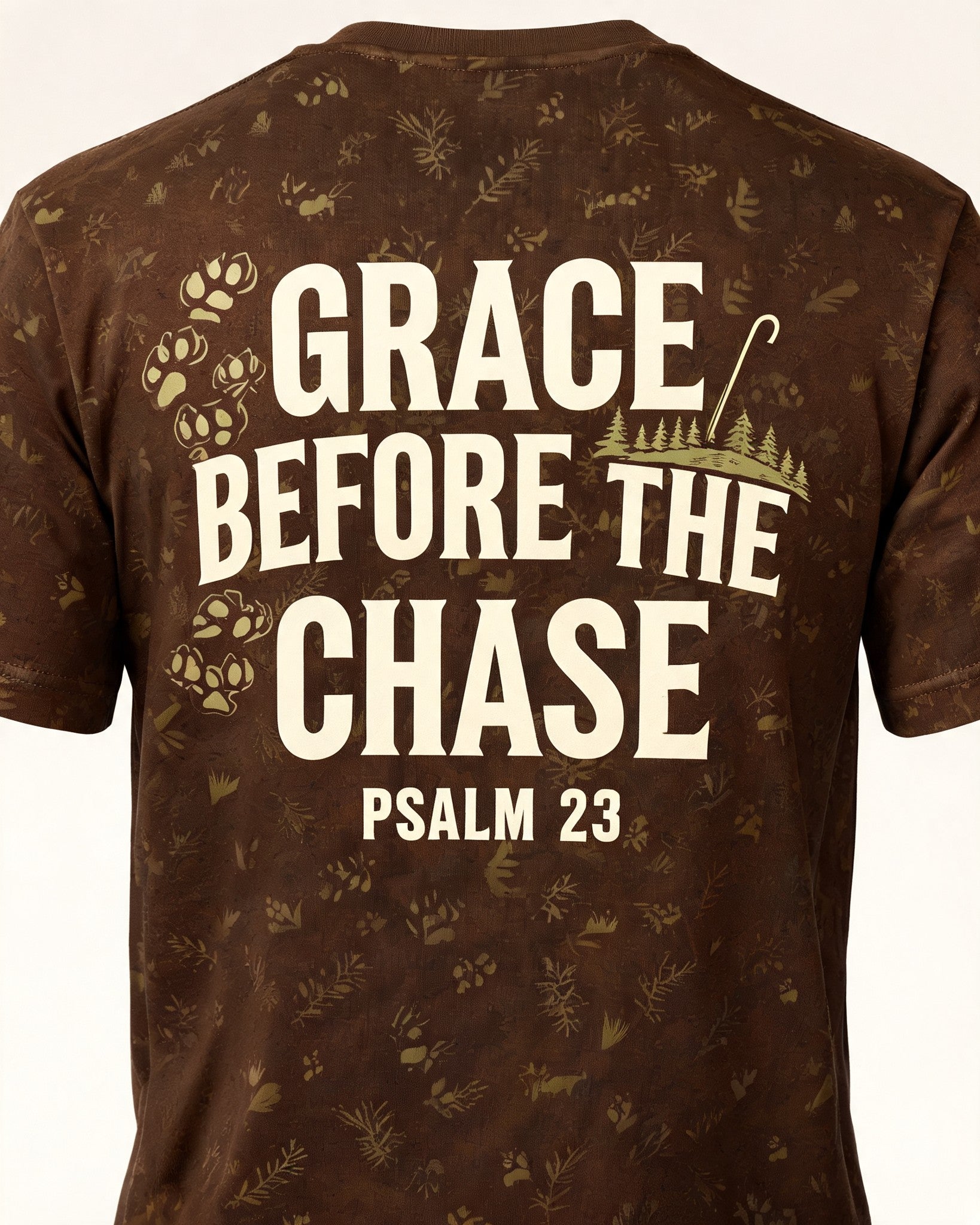Mens Christian Shirts Funny Grace Before The Chase Hunting AOP T-shirt
