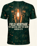 Christian Hunting Gift For Dad Father Son Church Men Field Heritage Genesis 27 AOP T-shirt